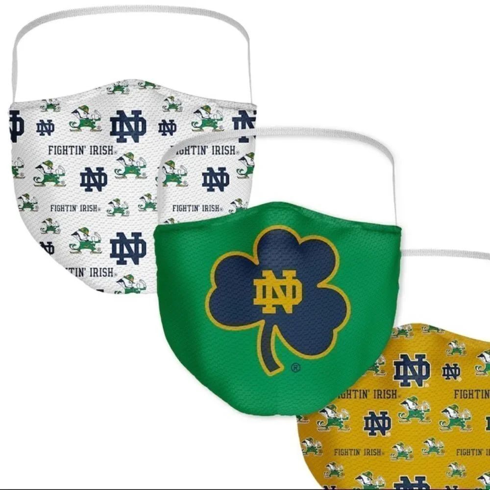 New in Package NOTRE DAME FIGHTING IRISH Face Covering Face Mask Masks Set of 3